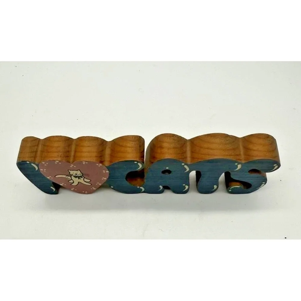 Vintage I Love‎ Cats Wood Sign Kountry Krafts Cat Lover Decor 9